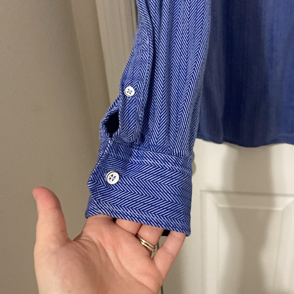 Tasso Elba Men’s Blue Patterned Button Down Long Sleeve Shirt - Picture 6 of 9